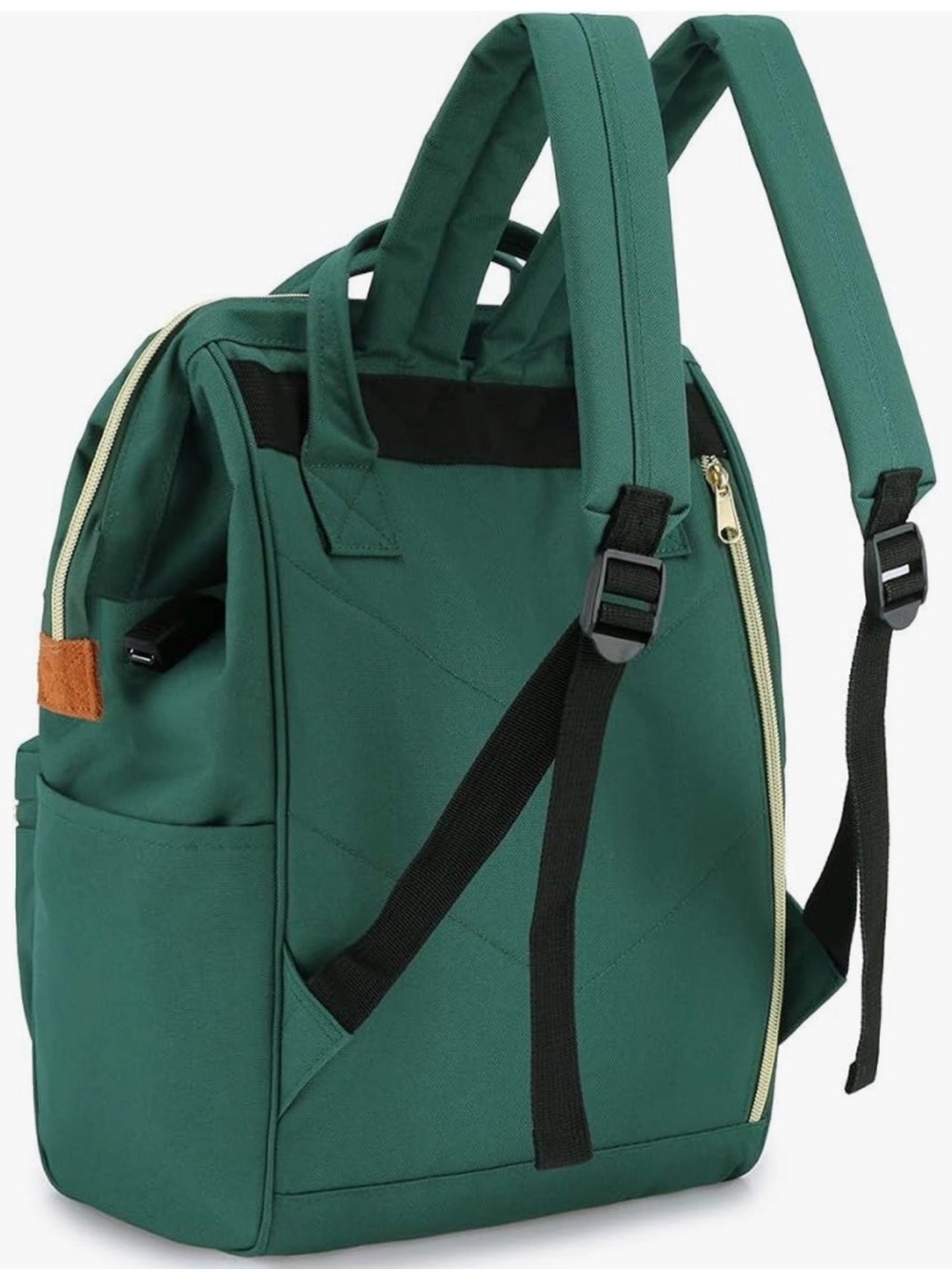 Himawari Laptop Backpack. Large USB charger. Travel. Work. School. Gold details. - Picture 2 of 12